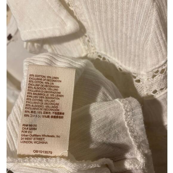 Free People Set to Stun Tunic Top Small White Lace Cotton Linen Cottage Boho - Picture 11 of 15